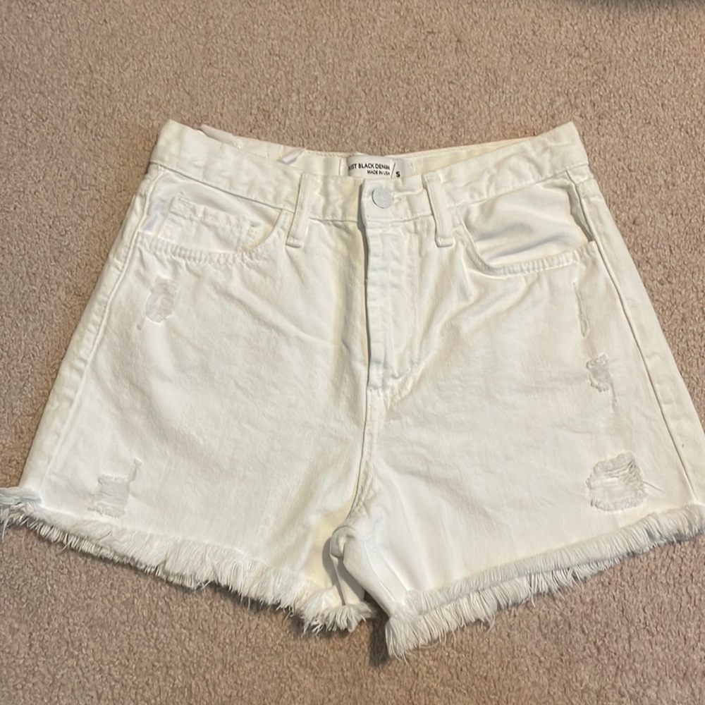 Just black white denim shorts